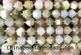 CME811 15 inches 8*10mm faceted bicone green rutilated quartz beads