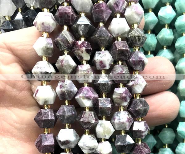 CME816 15 inches 8*10mm faceted bicone plum blossom tourmaline beads