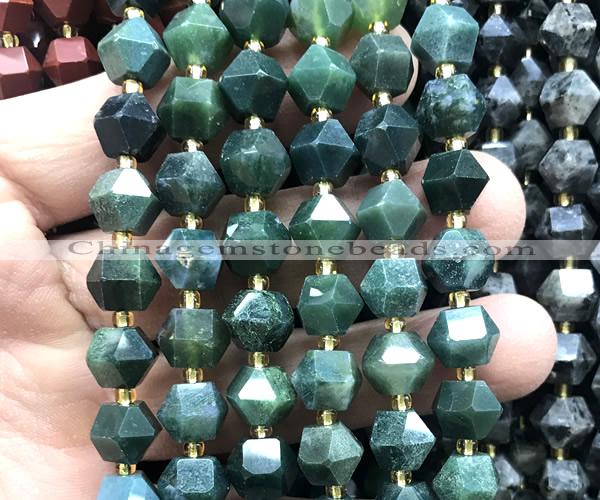 CME824 15 inches 8*10mm faceted bicone moss agate beads