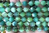 CME835 15 inches 8*10mm faceted bicone green banded agate beads