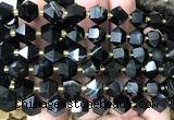 CME837 15 inches 8*10mm faceted bicone black banded agate beads