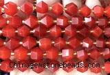 CME845 15 inches 8*10mm faceted bicone red candy jade beads