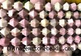 CME850 15 inches 8*10mm faceted bicone pink wooden jasper beads