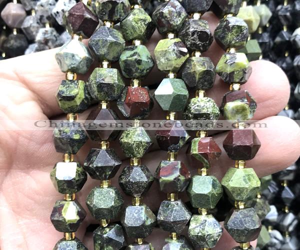 CME864 15 inches 8*10mm faceted bicone dragon blood jasper beads