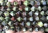 CME864 15 inches 8*10mm faceted bicone dragon blood jasper beads