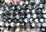 CME865 15 inches 8*10mm faceted bicone black net jasper beads