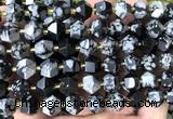 CME870 15 inches 8*10mm faceted bicone snowflake obsidian beads