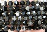 CME871 15 inches 8*10mm faceted bicone silver obsidian beads