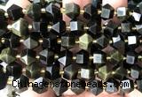 CME873 15 inches 8*10mm faceted bicone golden obsidian beads