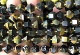 CME875 15 inches 8*10mm faceted bicone yellow & blue tiger eye beads