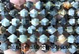 CME877 15 inches 8*10mm faceted bicone eagle eye jasper beads