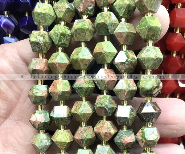 CME885 15 inches 8*10mm faceted bicone unakite gemstone beads