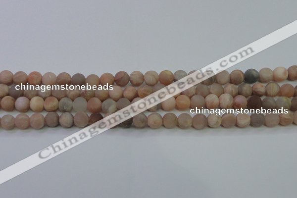 CMS603 15.5 inches 10mm round matte natural moonstone beads