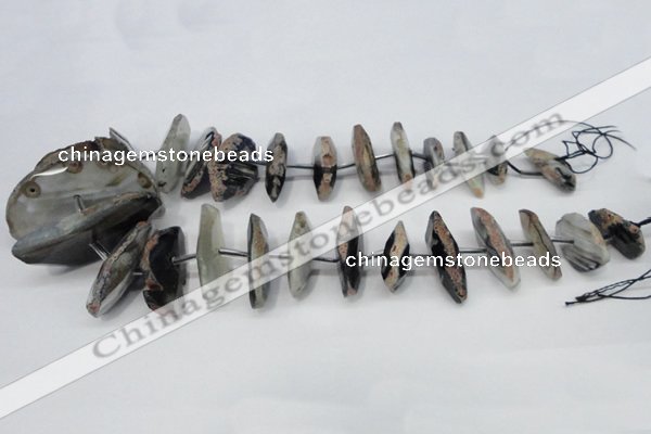 CNG1383 15.5 inches 10*25mm - 40*55mm faceted freeform agate beads