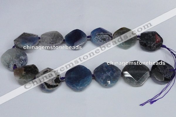 CNG1409 15.5 inches 25*30mm - 30*35mm faceted freeform agate beads