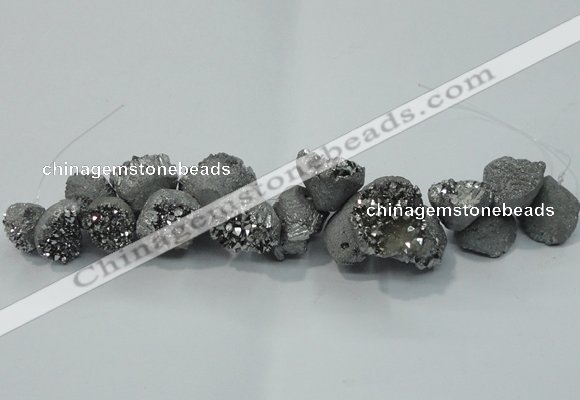 CNG1536 7.5 inches 10*14mm - 15*20mm nuggets plated druzy agate beads