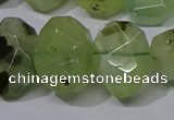 CNG5135 15*18mm - 15*20mm faceted freeform green rutilated quartz beads