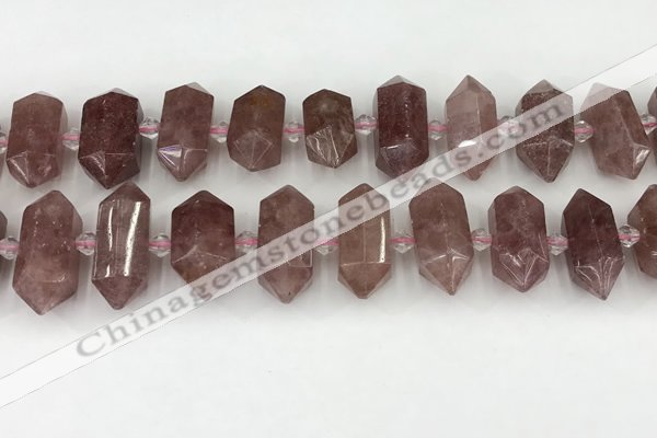 CNG8900 10*25mm - 14*30mm faceted nuggets strawberry quartz beads