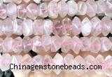 CNG9201 15 inches 7*11mm - 8*12mm faceted nuggets rose quartz beads