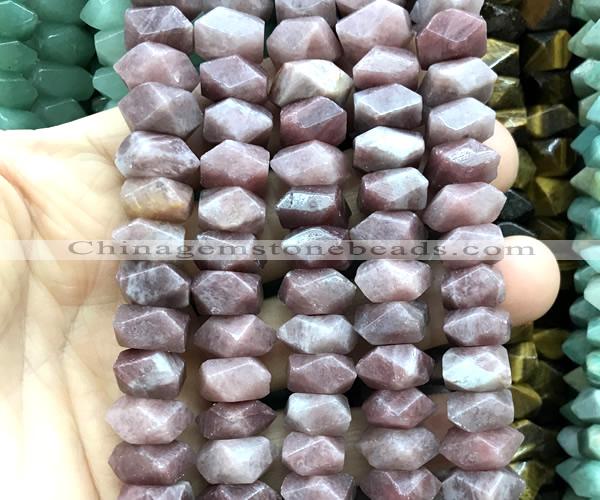 CNG9202 7*11mm - 8*12mm faceted nuggets Madagascar rose quartz beads