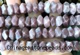 CNG9202 7*11mm - 8*12mm faceted nuggets Madagascar rose quartz beads