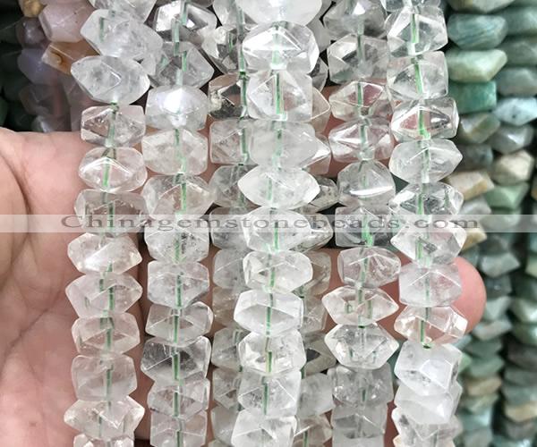 CNG9225 15 inches 7*11mm - 8*12mm faceted nuggets green quartz beads