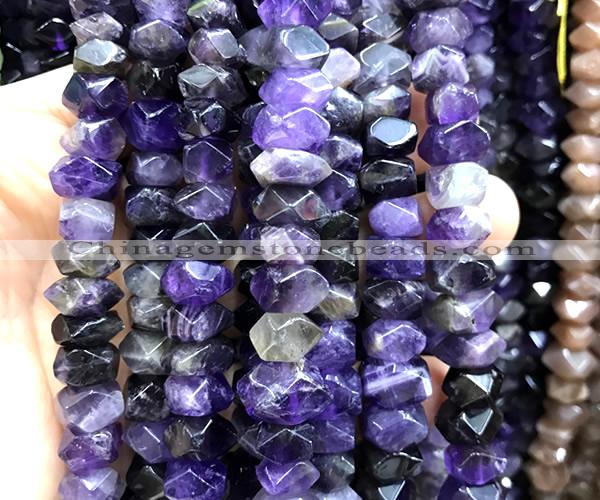 CNG9253 15 inches 6*10mm - 7*12mm faceted nuggets amethyst beads