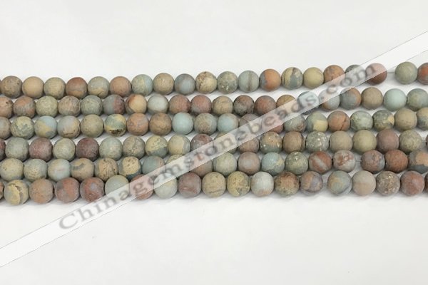 CNS346 15.5 inches 8mm round matte serpentine jasper beads