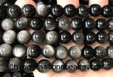 COB835 15 inches 10mm round silver obsidian beads wholesale