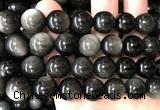 COB837 15 inches 14mm round silver obsidian beads wholesale