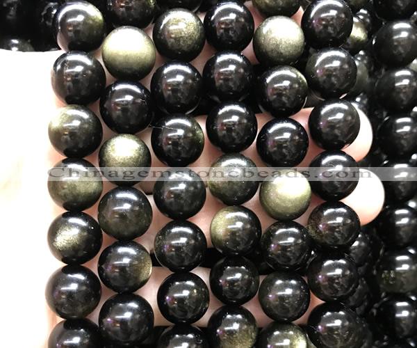 COB855 15 inches 14mm round golden obsidian gemstone beads