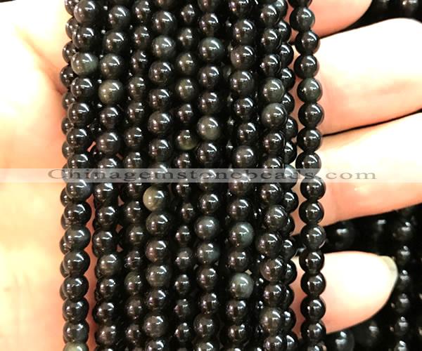 COB860 15 inches 4mm round rainbow obsidian beads wholesale