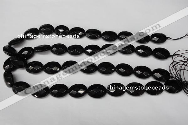 CON66 15.5 inches 15*20mm faceted oval black onyx gemstone beads