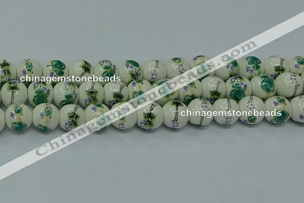 CPB583 15.5 inches 10mm round Painted porcelain beads