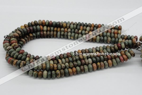 CPJ01 15.5 inches 5*10mm rondelle picasso jasper beads wholesale