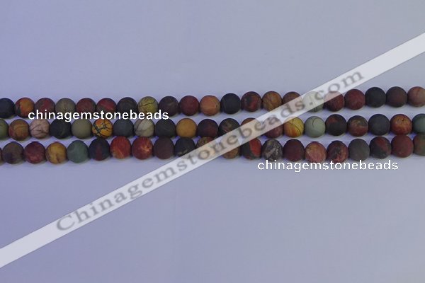 CPJ502 15.5 inches 8mm round matte picasso jasper beads wholesale