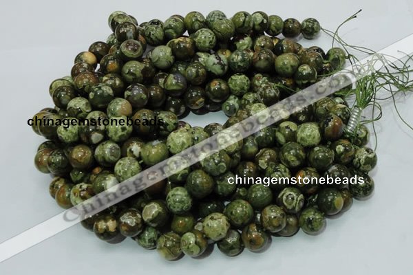 CPS06 15.5 inches 14mm round green peacock stone beads wholesale