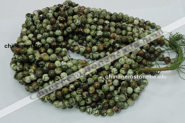 CPS111 15.5 inches 10mm round green peacock stone beads wholesale