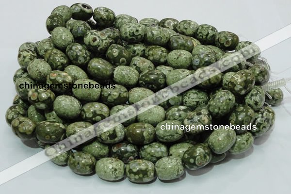 CPS16 15.5 inches 16*20mm egg-shaped green peacock stone beads