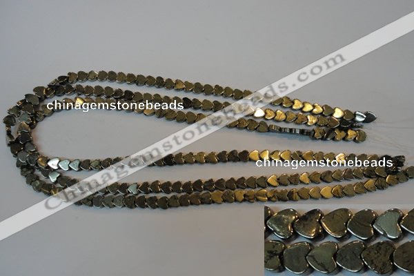 CPY330 15.5 inches 6*6mm heart pyrite gemstone beads wholesale