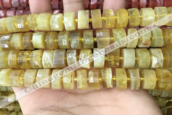 CRB2172 15.5 inches 12mm - 13mm faceted tyre yellow opal beads