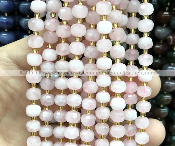 CRB6001 15 inches 6*8mm faceted rondelle rose quartz beads