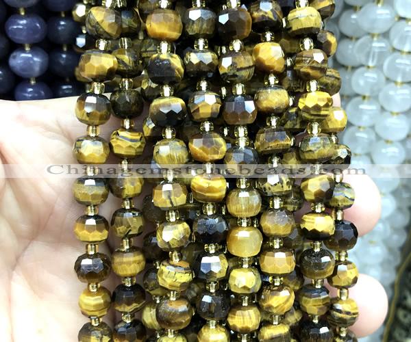 CRB6007 15 inches 6*8mm faceted rondelle yellow tiger eye beads