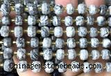 CRB6019 15 inches 6*8mm faceted rondelle grey picture jasper beads