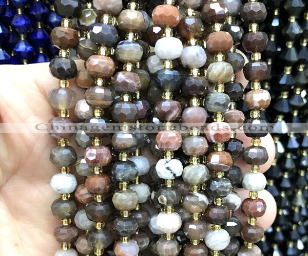 CRB6025 15 inches 6*8mm faceted rondelle wooden jasper beads