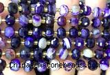 CRB6032 15 inches 6*8mm faceted rondelle purple banded agate beads