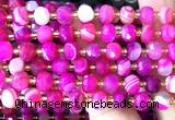 CRB6033 15 inches 6*8mm faceted rondelle red banded agate beads