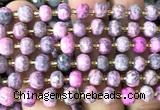 CRB6044 15 inches 6*8mm faceted rondelle fuchsia crazy lace agate beads