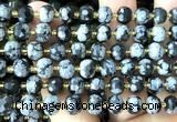 CRB6068 15 inches 6*8mm faceted rondelle snowflake obsidian beads