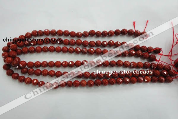 CRE153 15.5 inches 8mm faceted round red jasper beads wholesale